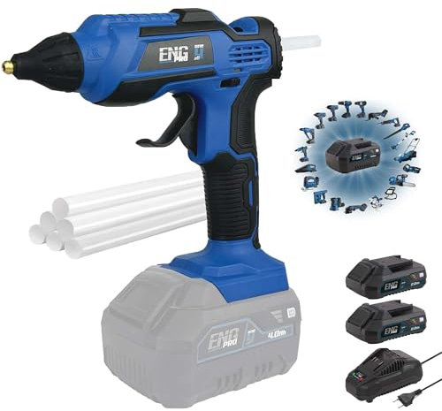 ENG PRO Pistola Colla a Caldo | Linea Professionale Monobatteria ONE4ALL | Riscaldamento in 3 Minuti, Indicatore LED | 2 batterie 2.0 Ah