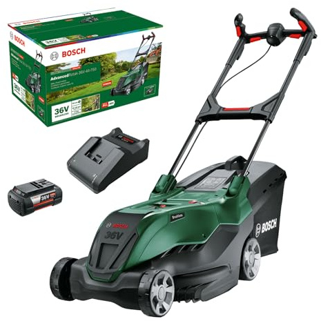 Bosch Cordless Powerful Mower AdvancedRotak 36V-44-750 (for Mowing Your Lawn; 36 Volt System; Cutting Width: 44 cm; Kit, with Battery and Charger)