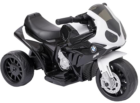 Baroni Toys Moto Giocattolo Elettrica BMW con Licenza per Bambini 1-3 Anni, Design Realistico, Manubrio Sterzante, Pedale di Accelerazione e Fanali e Suoni Funzionanti, 66x37x44 cm, Nero