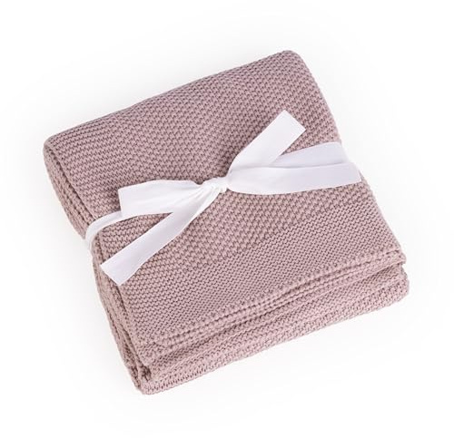 Limaro Kids Babydecke 100% Bio Baumwolle/weiche Decke Baby Mädchen/Junge/Strickdecke Kuscheldecke/Erstausstattung für Neugeborene/Geschenk zur Geburt/Oeko-TEX/Babydecke Baumwolle (pastelrosa)