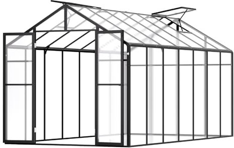 VEVOR Serre de Jardin Polycarbonate, 236x402x207 cm, avec 2 Fenêtres d'Aération, Porte à Charnière, Style Pavillon, Kit Grande Serre en Aluminium, Abri Plantes Fleurs pour Extérieur, Arrière-Cour