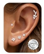 YADOCA 5 Paires Boucles d'Oreilles Femme, Boucles d'Oreilles Argent 925 Hypoallergéniques Or 14K Petit Point CZ Fleur Ensemble Cartilage Tragus Hélix Piercing Bijoux
