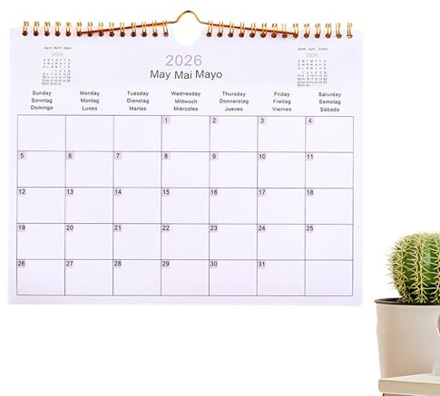 Pysselkalender 2026-2026 år kalender | 12 månader spolar flerspråkig kalender för arbetsplats | Modern dekorationsplanerare för sovrum sovrum vardagsrum klassrum
