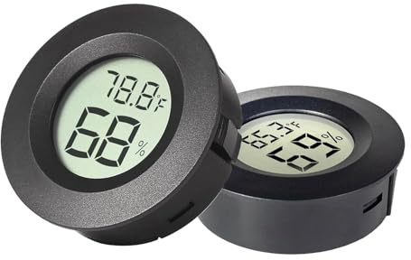 Briocht Reptile Thermometer and Hygrometer, 2-Pack Black Digital Thermometer Gauge,Thermostat for Reptile Tank, Vivarium, Tortoise Accessories, Bearded Dragon, Leopard Gecko, Hermit Crab