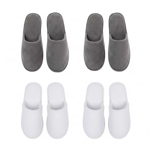 SimingZric Hotel Slippers - 4 Pairs Soft Coral Fleece Hotel Slippers Multipack, Cosy Guest Slippers, Premium Disposable Slippers For Guests for Home Spa Hotel Bathroom