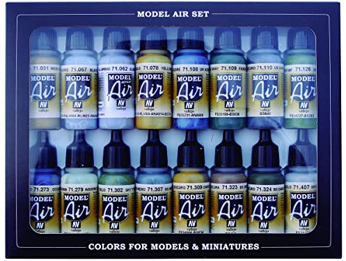 Vallejo Model Air WWII British Aircraft Colours RAF FAA Acrylic Paint Set for Air Brush - Assorted Colours (Pack of 16)
