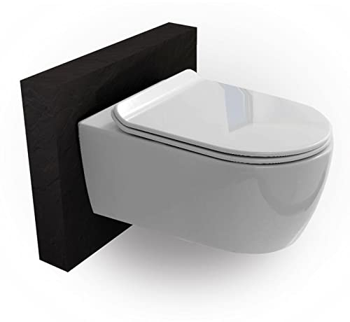 Bernstein spülrandloses Wand-Hänge WC NT2029 - NANO-Beschichtung (Lotuseffekt) - Absenkautomatik (Softclose), Keramik, Weiß, Tiefspül Toilette ohne Spülrand (Superflacher Deckel)