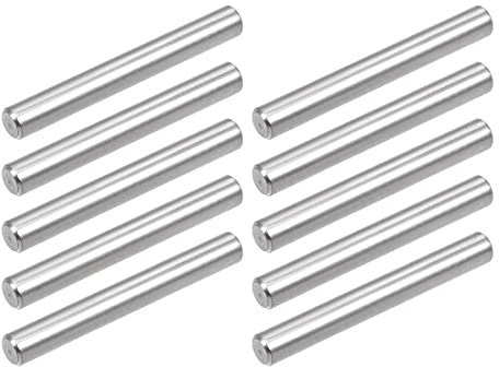 sourcing map 10Pcs 5mm x 40mm Dowel Pin 304 Stainless Steel Pegs Support Shelves Silver Tone