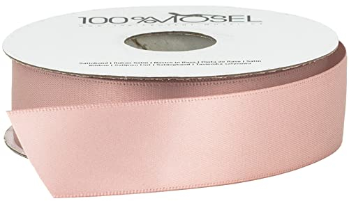 100% Mosel Satinband, in Blush Rosé (25 mm x 25 m), matt glänzendes Geschenkband, edles Schleifenband zum Dekorieren & Basteln, zum Einpacken besonderer Geschenke, für Hochzeiten, Taufen, uvm.