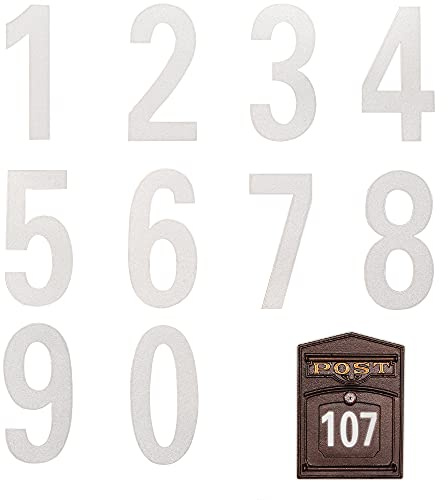 10 Feuilles 100 Pièces Autocollants De Numéro De Boîte Aux Lettres Réfléchissants 0-9 Chiffres Auto-Adhésifs Autocollant Pour Boîte Aux Lettres Porte Fenêtre Numéro d'Adresse (Blanc)
