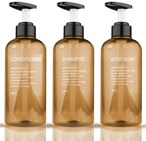 Botes para Gel y Champu 500 ml Dispensador Gel y champu Ducha 3pcs Botellas Segbeauty dispensador de Bomba Recargable Contenedor de Loción de Plástico para Gel de Ducha, Viajes, Hoteles (Amarillo)