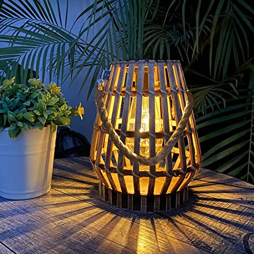 Herjiatk Bamboo Solar Lamp, Outdoor Waterproof Hanging/Tabletop