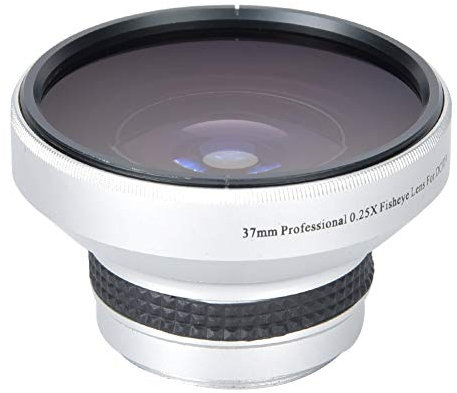 Fish Eye Lens Phone, 37mm 0.25X Super Fisheye Lens, Silver Strong Applicability Additional Lens for 37mm Caliber Camera Lenses