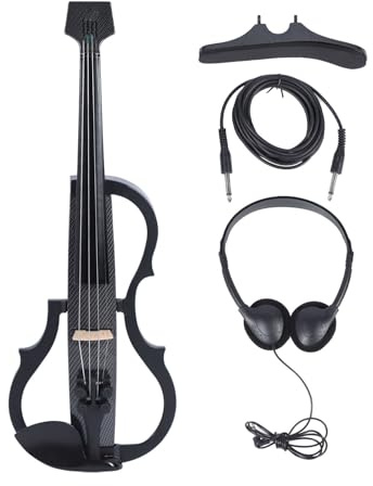 Violín Eléctrico de Tamaño Completo 4/4, Violín Eléctrico ABS de Fibra de Carbono Premium Silencioso Profesional, Violín Eléctrico con Recogida Profesional, Violín Eléctrico