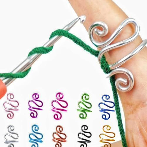 10 Pièces Support Doigt Guide Boucle Tricoter, Bague Crochet Réglable, Anneaux Tricoter Réglables, Anneaux Tension Crochet, pour Couvertures, Pantoufles, Mitaines (Multicolore)