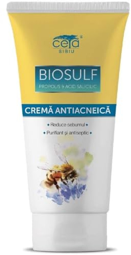 Plafar Anti-Acne Cream Biosulf with Propolis, Salicylic Acid, Green Tea Extract and Vitamin E for Sensitive Skin, 50 ml