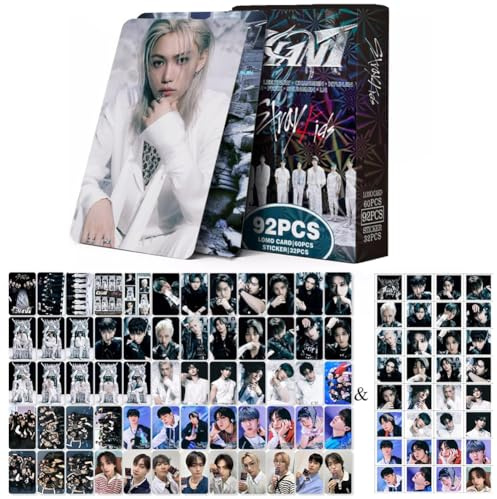 Stay-K Photocards,92Pcs Stray-K Cards and Sticker,SK HOP HIPTAPE HOP Album,Lomo Card card Kpop Photocards Greeting Card with Postcards Box