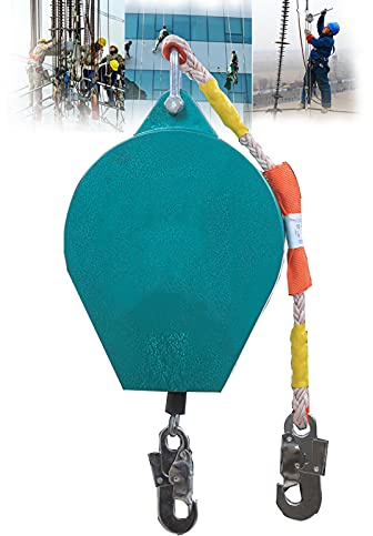 Imbracatura anticaduta autoretrattile con Cavo Retrattile da 3-20 m, Dispositivo di Protezione anticaduta per coperture e impalcature, grillo in Lega di Acciaio Tipo D, capacità d