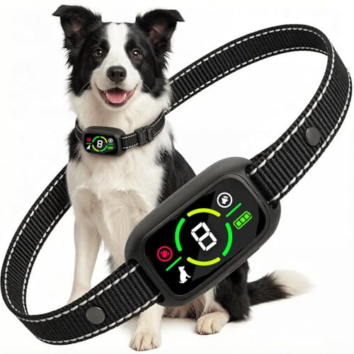 Collier Anti-Aboiement Chien Rechargeable, Détection Intelligente, Étanche IP67 pour Petit Moyen Grand Chiens, 3 Modes, 8 Niveaux de Sensibilité (Noir)