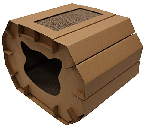 Croci - Cardboard scratching post for cats, closed box with reversible 2-layer scratching post, two-level scratching post for adult cats, 50x38x35 cm