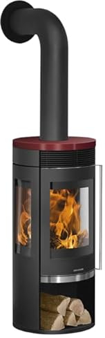 Oranier 5794 37 Rota TRE 2.0 Kaminofen Stahl Schwarz mit Keramik-Abdeckplatte Bordeauxrot/A