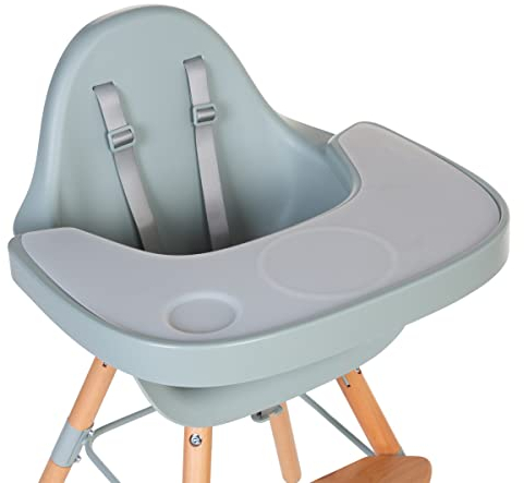 CHILDHOME, Tray for Evolu 2 High Chair, Adjustable in Depth, Easy to Install, with Silicone mat, Non-Slip, Easy to Clean, Colour Mint