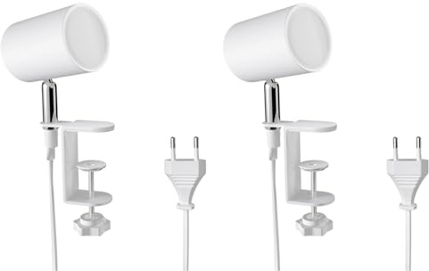 ledscom.de 2x klämlampa WAIKA, strömbrytare, vit matt, inkl. LED GU10-lampa, 450lm varmvit