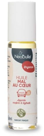 NéoBulle - Huile Mal au Coeur - Confort et Légèreté pour les Transports - 100% Ingrédients Bio - Fabriqué en France - Dès 1 Mois de Grossesse, Dès 6 Mois pour le Bébé - Roll-on 9ml