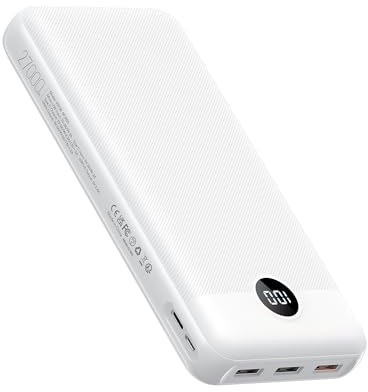 VEGER Power Bank 20W PD, Powerbank USB C Externer Handyakkus mit 4 Ausgängen und 2 Eingängen LED Tragbares Ladegerät,Kompatibel mit iPhone 15 14 13 12 Samsung Huawei iPad Tablet usw(Weiß)