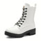 Zhabtuc Botines de combate con cremallera lateral con cordones para mujer, botas de combate de tacón bajo grueso y botas de plataforma, 36-42 EU, Blanco, 38.5 EU