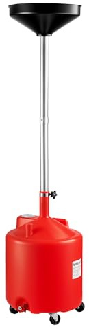 WilTec Recogedor de Aceite 75 l Altura Ajustable 140-185 cm Embudo Amplio 410 mm Resistente con Ruedas y Asas práctico para Cambio de Aceite en Coches y Motos