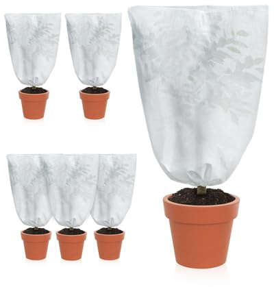 HW CASA Set di 6 Telo Antigelo in Tessuto Non Tessuto per Piante 60x80 cm,Protezione per Piante da Esterno Contro Gelo,Vento e Insetti,Traspiranti Telo Piante Inverno in Bianco