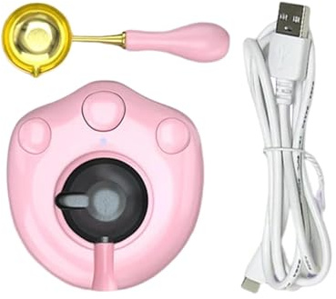 Sclmgo Calentador Eléctrico de Cera para Sellos, Horno para Fundir Cera de Sellado, Juego de Sellos de Cera, Horno de Cera de Sellado para Sellos, Manualidad, Rosa, Individual