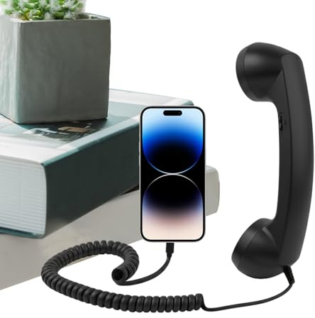 Adaptador De Teléfono Retro - ABS 20×6×3 Cm | Artículos Para El Hogar Cómodos Retro Tipo C Con Micrófono | Adaptador De Teléfono Móvil De Red Fija | Para Oficinas, Viajes, Cocina, Mesita de Noche,