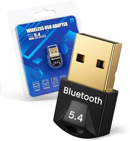AIYEEN Bluetooth 5.4 USB Adapter for PC, Driver-Free USB Bluetooth Dongle for Desktop Computer, Connect Up to 5 Devices, 20m Long Range, for Headphones, Speakers, Mouse, Keyboard (Windows)