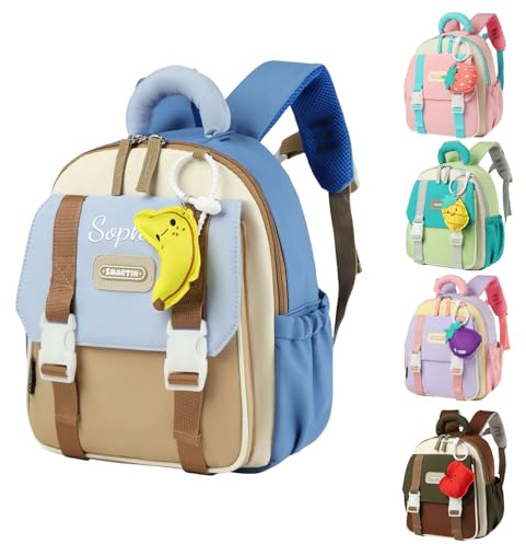 Generico Zaino Asilo Personalizzato con Nome, Zainetto per Bambino Bambina 2-6 Anni, Leggero per Asilo Nido e Scuola Materna(blu)