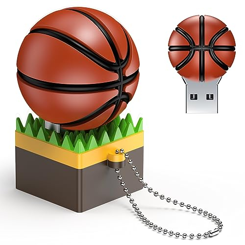 Uflatek Memoria Flash USB 64 GB Baloncesto Modelo Pendrive USB 3.0 Stick Marrón Color U Disco Silicona Unidad Flash USB Almacenamiento de Datos Externo