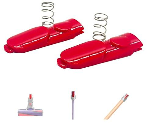 Clip di blocco testina pulitrice (2 pezzi) con pulsante a linguetta e molla di ricambio per Dyson V7, V8, V10, V11 e V15. Parti per la testina elettrica, asta telescopica