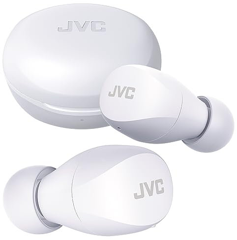 JVC HA-A6T Gumy Mini Wireless Bluetooth Headphones, 23 Hours Battery, Quick Charge, Touch Control, IPX4 (White)