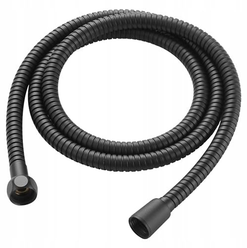 DomoDomo - Tubo doccia 120 cm, nero, tubo flessibile antiurto - alta qualità, durevole - per vasca da bagno e doccia, con doppia filettatura da 1/2