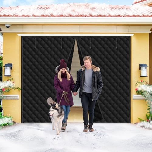 Togarhow Garage Door Screen 8 x 7Ft Thermal Waterproof Garage Curtains Magnetic Insulated Winter Garage Door Cover for Front, Rear, Internal External Entries, Terraces, Porches, and Balconies