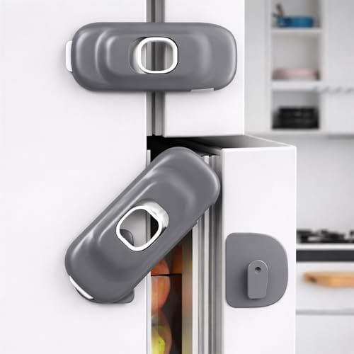 6-Pack Child Proof Refrigerator Locks - Baby Safety Cabinet Locks with Strong Adhesive - No Drill Child Safety Locks for Fridge, Freezer, Drawers, Door, Oven, Dishwasher & RV Refrigerator