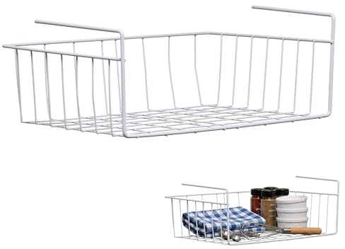Premier Housewares 509718 Shelf Storage Basket, 39 cm-White, Metal