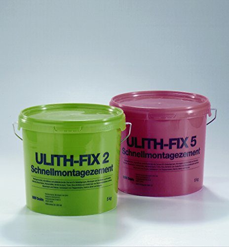 Ulith Fix-5 - Mortero de montaje rápido resistente al agua, 15 kg, color rojo, fijación en 5-7 minutos, soporta después de 15 minutos, para interior y exterior