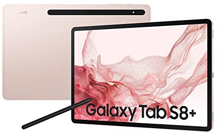 Samsung Galaxy Tab S8+, 12,4 Zoll, 256 GB interner Speicher, 8 GB RAM, Wi-Fi, Android Tablet inklusive S Pen, Pink Gold, inkl. 36 Monate Herstellergarantie