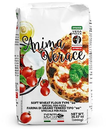 Anima Verace - Flour for Pizza Napoletana (00 Pizza Flour, Non-GMO, Kosher, All Natural, UnBleached, 100% Italian Soft Wheat) 2.2 Lb.