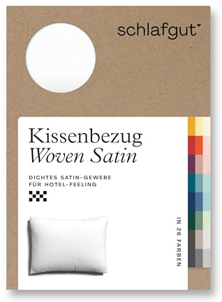 schlafgut Woven Satin Kissenbezug 70x90 cm Full-White Uni in Premium Hotelqualität, Kopfkissenbezug einzeln mit 100% weicher Baumwolle