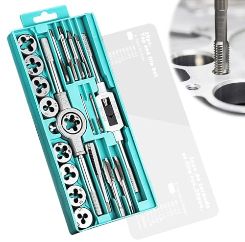20 Tlg Gewindebohrer Set: M3 - M12 Gewindeschneidsatz, Legiertem Stahl Gewindeschneider, Gewindeschneider, Gewinde Schneider Bohrer Werkzeug Set, Schneideisen und Bohrer Set Gewindeschneid Satz