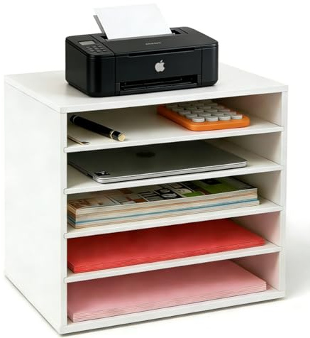 EMERIT Paper Organzier Wood Desktop Organizer Storage Letter Tray File Sorter with Adjustable Shelves for Home Office