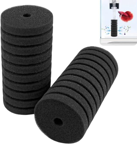 FERCAISH 2 Stück Aquarium Vorfilter Schwamm, Filterschwamm Aquarium Rund, Filter Schwämme mit Loch, Schwammfilter Aquariumzubehör für Aquarien Kleiner Fischbecken (Schwarz)